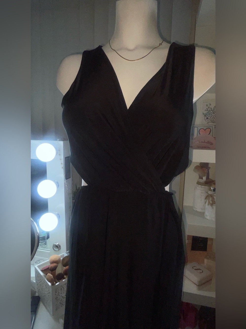Windsor Black One-Shoulder V-Neck Dress